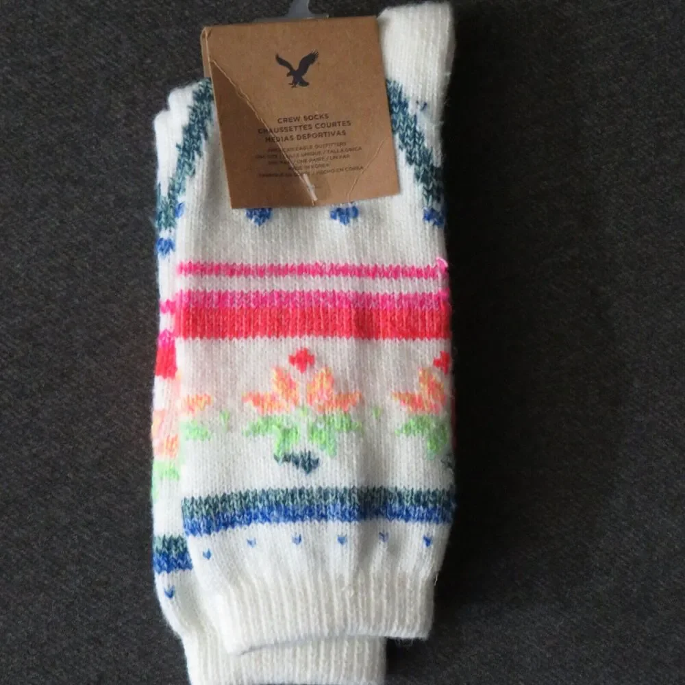 American Eagle Multicolored Cozy Knit Fair Isle Print Women's Socks